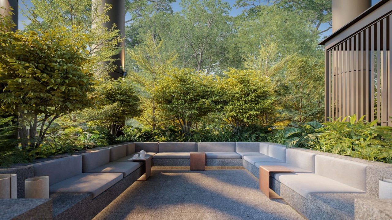 Amber House garden lounge perspective
